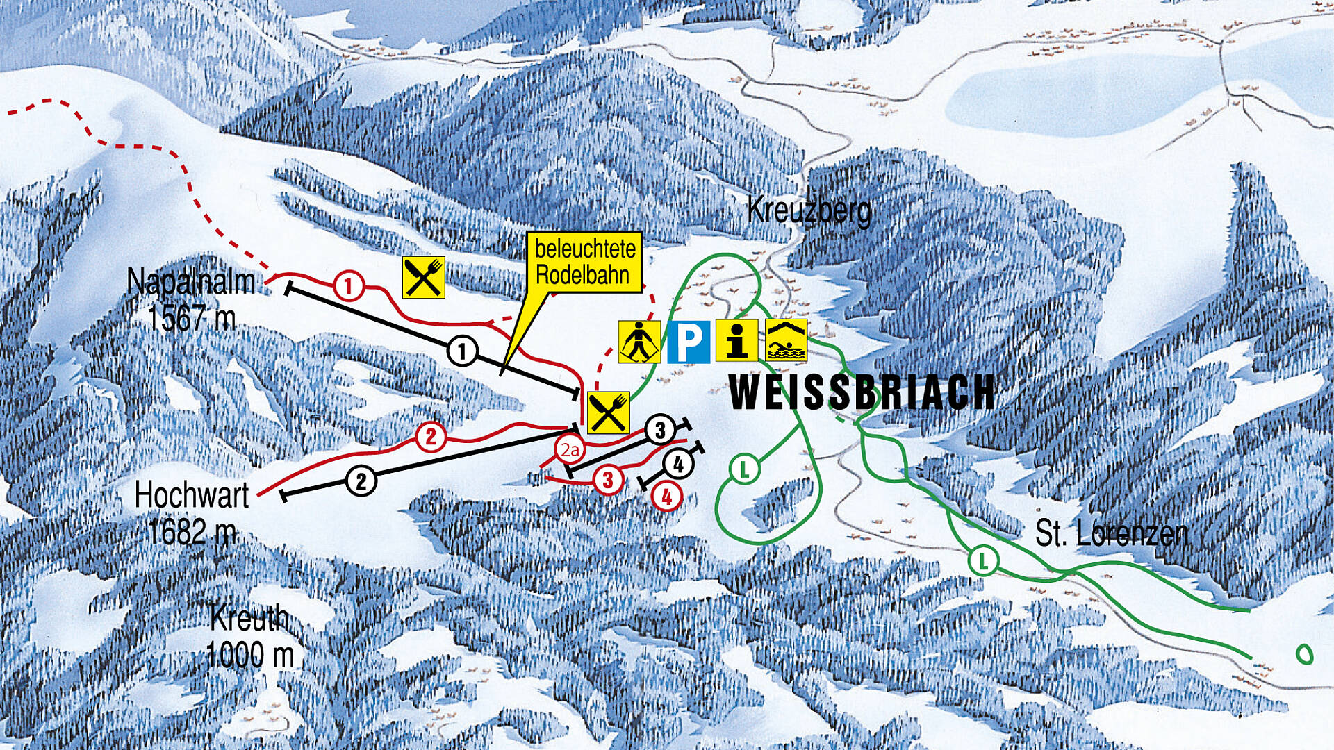 Skigebiete 2017 2018 Panoramakarten 6 Gitschtal Weissbriach
